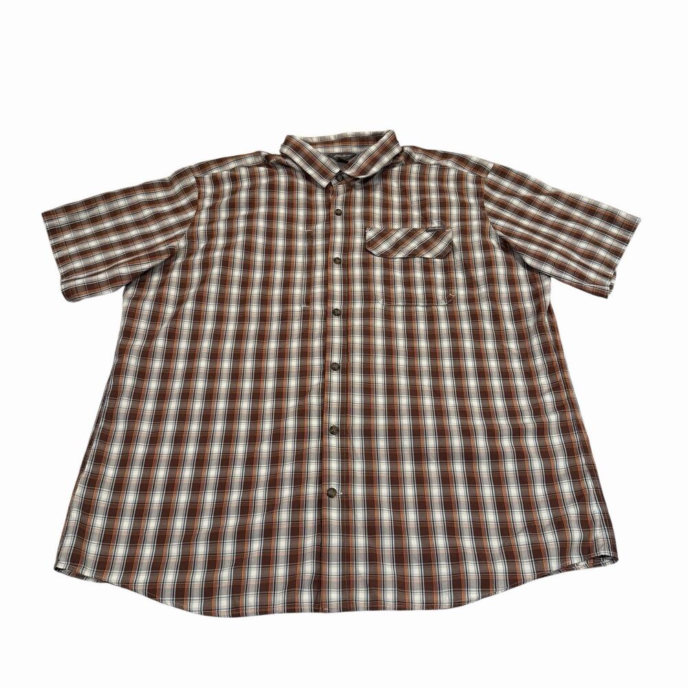 Eddie Bauer Button Up Shirt Mens Short Sleeve 2XL Lightweight Plaid Outdoor